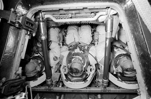 12. Skylab 3: BP-1102A with Skylab 3 prime astronaut crew, Bean, Garriott Lousma, during