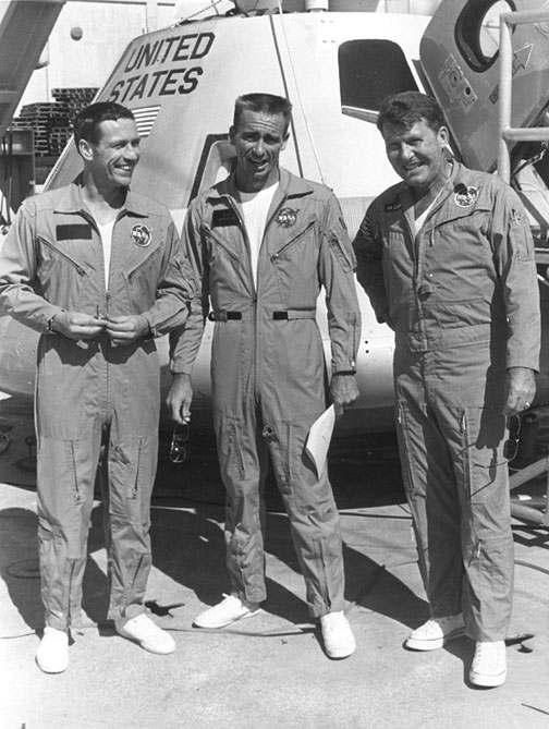 2. Apollo 7: BP-1102A with Apollo 7 prime astronaut crew, Schirra, Cunningham, and Eisele, during open