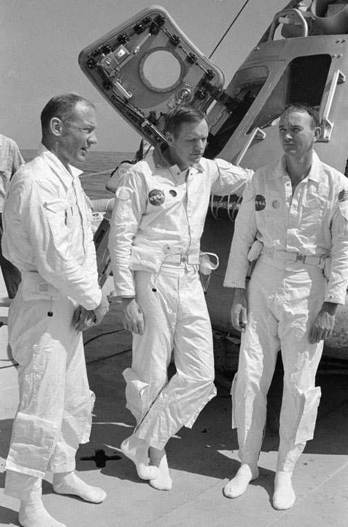 6. Apollo 11: BP-1102A with Apollo 14 prime astronaut crew, Armstrong, Aldrin, and Collins, during open
