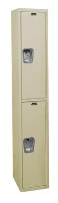 This locker conserves valuable floor space, yet provides ample height for hanging full length garments. Duplex lockers provide two completely private lockers in each frame.