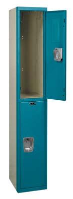 . Two-Person Two-Person lockers provide ample storage space for two users in a 15 wide space. Upper box doors are controlled by command latches located in the corresponding lower compartment.