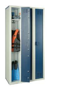 Optional slope tops prevent items from being placed on locker tops.