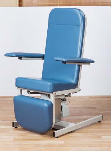 The Recliner Series, Blood Drawing Chair features: Smooth, fully electric reclining and height adjustment Self leveling and synchronized footrest that move with chair's and backrest Keeps patients