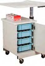 62 cm) Optional glove box holder available 67202 cabinet height range Small, H-Base, Pneumatic, Two-Bin Phlebotomy Cart 20" 20