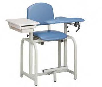 6 cm 66 cm height range Lab X Series, Extra-Tall, Blood Drawing Chair with Padded Arms Contoured padded and padded, arched backrest Padded flip arm and armrests Extra height reduces bending for