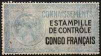 Receipt stamp of France, with rubber handstamp ovpt "Congo Francais / COLIS POSTAUX" (handstruck unevenly,