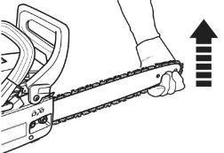 tension (Fig. 10). Fig. 10 3) Turn the tension screw (22a) until the chain tie straps are just touching the bottom edge of the guide bar (13) (Fig. 11, 12). 22a Fig. 11 4) Fig.