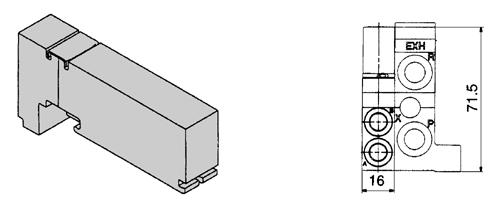 (One station space is occupied.) lock both sides of the station, for which the supply pressure from the individual SU spacer is used, with SU block plates. (efer to the application example.