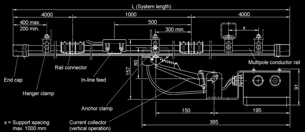 4. Installation of the conductor rail segments Always start at one end of the system (left or right).