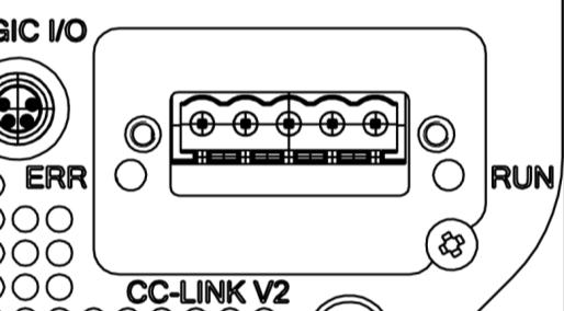 3.5.1 CC-Link LEDs # Item 1 Error LED 2 CC-Link Interface connector 1 2 3 3 Run LED Run LED (3) State Off Green Red Meaning No network participation, timeout status (no power) Participating, normal