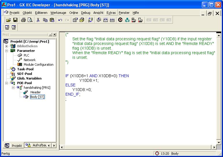 3.11.3 Example of the handshaking by a PLC-program The following program sends an answer to the VAT CC-Link station which return a Remote READY flag.