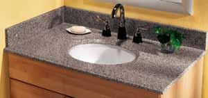 Vanity, Vessel & Utility Tops Montesol Granite Vanity Top Solid Natural Granite 3/4" Granite Thickness Bowl: 171/2" x 147/16" for 25" & 31" tops 213/8" x 163/8" for 37", 49" & 61" tops Bowl Depth: 6"