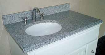 Napoli Granite Vanity Top with Offset Bowl Solid Natural Granite Overall: 37" x 22" 3/4" Granite Thickness Bowl: 213/8" x 163/8" Bowl Depth: 6" OG Edge Detail Pre-drilled for 8" centers Single offset