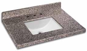 Vanity, Vessel & Utility Tops Quadro Granite Vanity Top Solid Natural Granite 3/4" Granite Thickness Bowl: 171/2" x 147/16" for 25" & 31" tops 213/8" x 163/8" for 37", 49" & 61" tops Bowl Depth: 6"