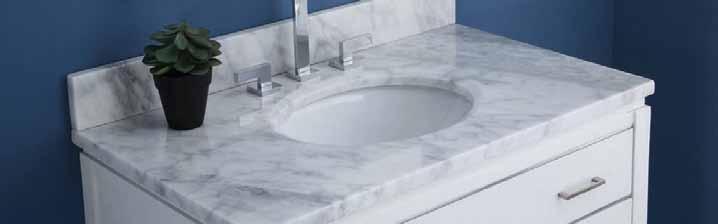 Vanity, Vessel & Utility Tops Vanity & Vessel Tops Solid natural Granite or Marble. Straight Edge. Pre-polished and pre-sealed at factory. Pre-cut for Ryvyr Undermount Sink. Predrilled for 8 centers.
