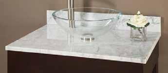 Vanity, Vessel & Utility Tops WHITE CARRARA MARBLE VESSEL TOP Solid Carrara Marble. Straight Edge. Pre-polished and pre-sealed at factory. Pre-cut for vessel sink. Pre-drilled for faucet on left.