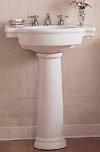 Hidden Front Overflow Faucet & Accessories Not Right Height Portsmouth Overall: 243/8" x 191/2" x 357/16" Bowl: 191/4" x 113/8" Bowl Depth: 53/4" Turn-of-the-century detailing on lavatory & pedestal