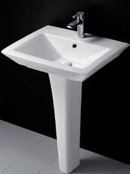 Lavatories - Pedestal Tropic Petite Overall: 21" x 181/2" x 36" Bowl: 171/2" x 111/2" Bowl Depth: 51/2" Contemporary-styled Rear Overflow Faucet Not Right Height Tropic Grande Overall: 27" x 21" x