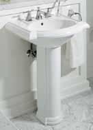 Lavatories - Pedestal Cimarron Overall: 223/4" x 187/8" x 341/2" Bowl: 21" x 123/4" Overall Depth: 711/16" Water Depth: 35/8" Devonshire Overall: 271/2" x 197/8" x 331/2" Bowl: 17" x 12"; Overall