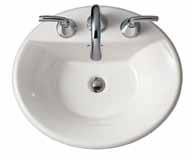 Fixtures Lavatories - Self-Rimming Rondalyn Self-Rimming Overall: 19" Diameter Bowl: 15" x 121/8" Overall Depth: 73/8" Bowl Depth: 53/4" Front Overflow Faucet Not