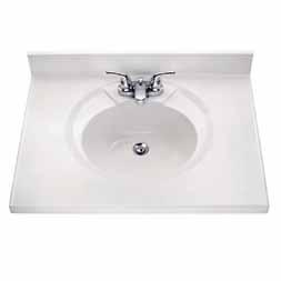 Vanity, Vessel & Utility Tops Vanity & Vessel Tops Astra- Lav Vanity Tops Cultured Marble 3/4" Thick Deck Extra thick wear layer Seamless one piece design Recessed oval bowl design Raised faucet deck