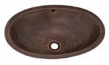Fixtures Lavatories - Self-Rimming Self-Rimming Specialty Finish Lavatories Medium Oval Lavatory Self-Rimming or Undermount * 16 Gauge Copper Overall: 171/2" x 131/4" Bowl: 151/4" x 11" Overall