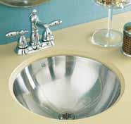 90 1201 Stainless Steel Round Lavatory Self-Rimming or Undermount Overall: 15" Diameter Overall Depth: 53/4" Includes clips for undermount installation Optional 9296 grid drain, 9298 push button