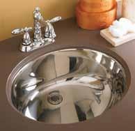 Fixtures Lavatories - Self-Rimming 1300 Stainless Steel Lavatory Self-Rimming or Undermount Overall: 191/4" x 161/4" Bowl: 17" x 14" Overall Depth: 8" Bowl Depth: 53/4" Includes clips for undermount
