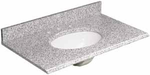 undermount lavatory: see page 868 Shown in Gray Quartz Lola Countertop Overall: 25" W x 22" D x 3/4" H 3/4" Thickness Curved Front Can fit up to 17" above counter lavatory without overflow Single