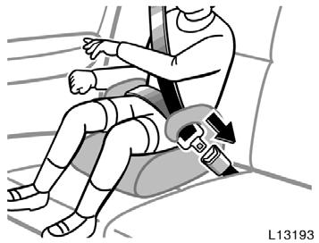 Run the lap and shoulder belt through or around the booster seat and child following the instructions provided by its manufacturer and insert the tab into the buckle taking care not to twist the belt.
