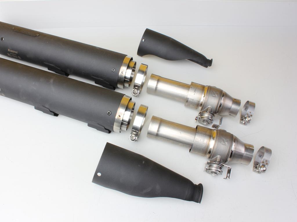 Correctly assemble the mufflers, link pipes with valves, clamps and heat shields, as