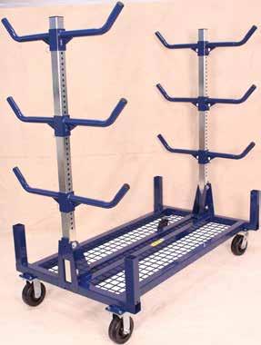 adjust with pull pins (no loose parts) Large 6" casters for easy mobility