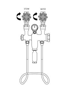 Strahman recommends steam traps are installed and functioning properly. 2. Turn on the water valve, located on the right side of the unit, counter clockwise. 3.