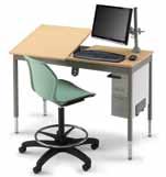 DESKS & TABLES GRAPHIC ARTS ACCESSORIES CAD Desk Split-Top work surface enables paper-and-pencil drafting and computer rendering. It features Planner construction for maximum strength and stability.