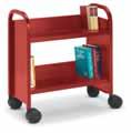 LIBRARY BOOKTRUCKS BOOKTRUCKS Six Sloping Shelf Booktruck 4" soft-tread, dual-wheel casters standard.