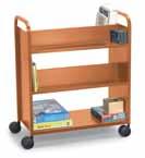 00 Personal Book Cart 2" soft-tread, dual-wheel casters standard.