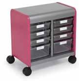 These mobile storage units are highly customizable to hold items in a wide range of sizes and shapes from sheets of paper to stuffed animals.