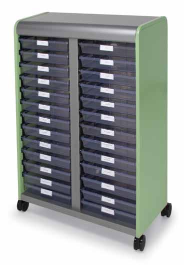 Part of a comprehensive organization, storage and distribution solution for classroom materials and learning aids, Cascade