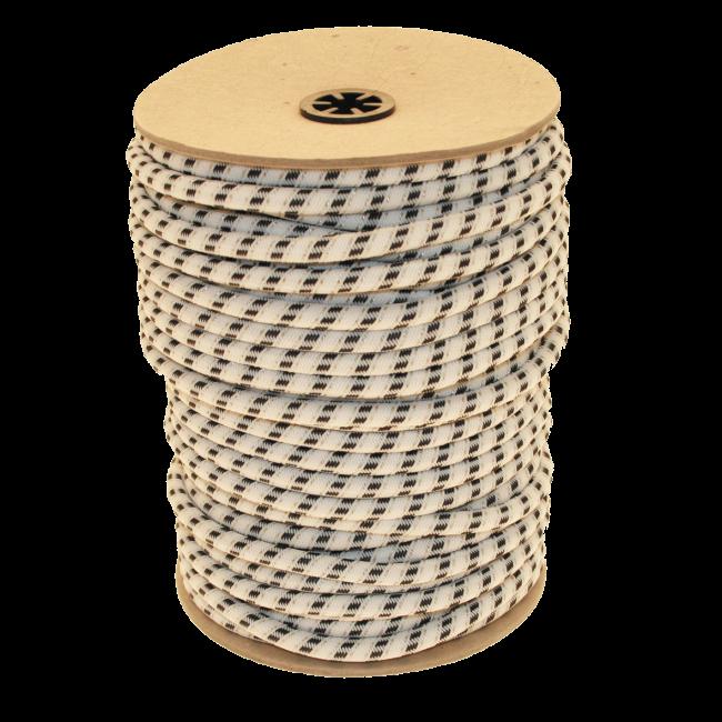 unit 04-220 59789 200,00 Elastic rope, Ø8 mm Elastic electric rope with 3 stainless Ø0.20 mm wires. Can be stretched by up to 50% of its own length. Resistance: 23.