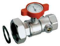 Manual ball valve complete with temperature gauge (art. 2651), chromeplated version.