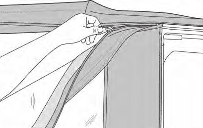 Secure Top above Door Attach Quarter Window Zippers Openings Start the zipper on the Quarter Window and close it