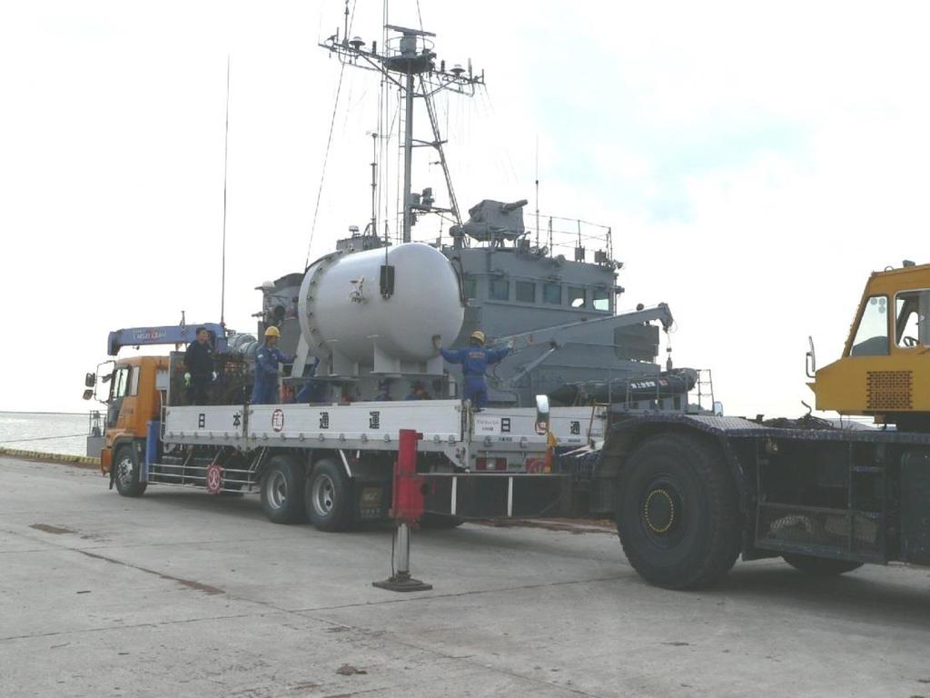 Transportation Munitions are transported in double walled container from quay to destruction facility by truck First batch of munitions