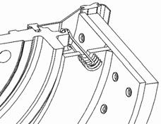 Figure 4-4: Replacing the brake linings 1 Adjuster bolt Stud bolt bearing surface Brake shoes 4 Compression spring 5 Tension spring 6 Brake anchor plate 5 6 5 1 4 6 1.