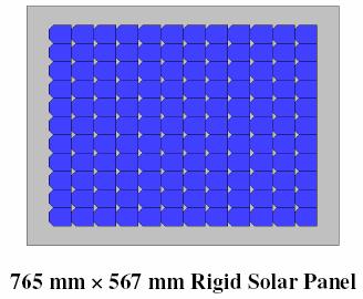 Solar Array Maximum array size 800mm x 600mm Array characteristics 28 V, 720 W, 25.