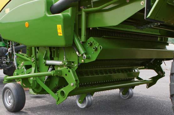 Not running in the tractor wheelings, these height-adjustable wheels ensure the depth