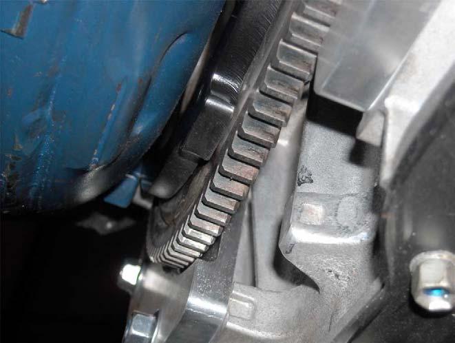 Install the trans to the engine using the (6) 3/8-16 x 1-¼ bolts and lock washers provided. The trans should slide into place without much force. Tighten bolts. 11.