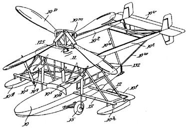 unique features of this patent combines the engine driven propeller power to provide the forward motion needed to take off, as well as air pressure to drive the direct lift