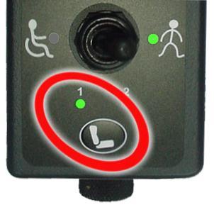 Seat Function 1 will be active, noted by the green coloured LED 1. To adjust Seat Function 1, use the joystick Forward/Reverse.