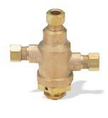 Available with NPT or sweat connections, NPT models are both angle and horizontal checks. Expansion tank may be installed on the angle check. Maximum temperature is 250 F. Max. pressure is 125 psig.