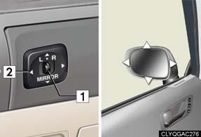 Topic 2 Before Driving Outside Rear View Mirrors To select the mirror you wish to adjust (L or R), use the master switch. To adjust mirror angle, use the control switch.